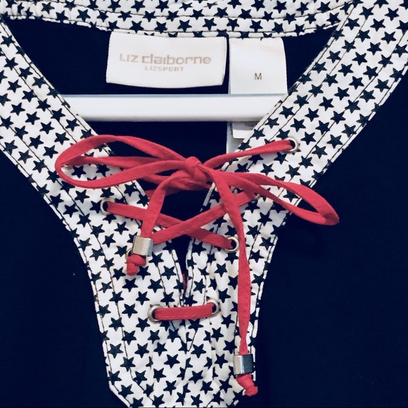 Liz Claiborne-LizSport V Neck Tie Top. Size M - Picture 3 of 4